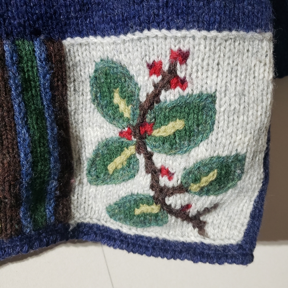 Signatures by Northern Isles Wool Handknit Patchwork Wool Cardigan Sweater, sz M - Picture 8 of 14